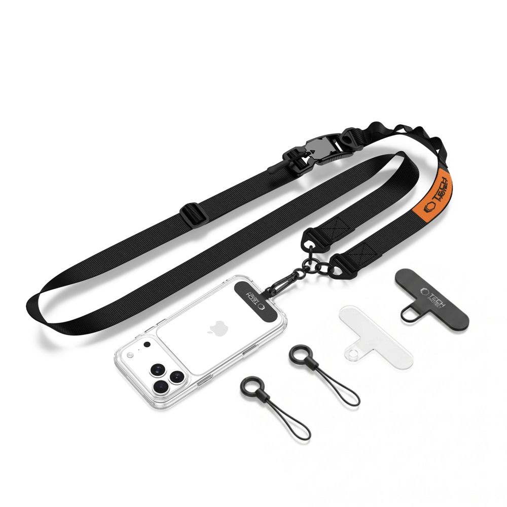 Tech-Protect C9S Rope Crossbody popruh na telefon - černý/oranžový