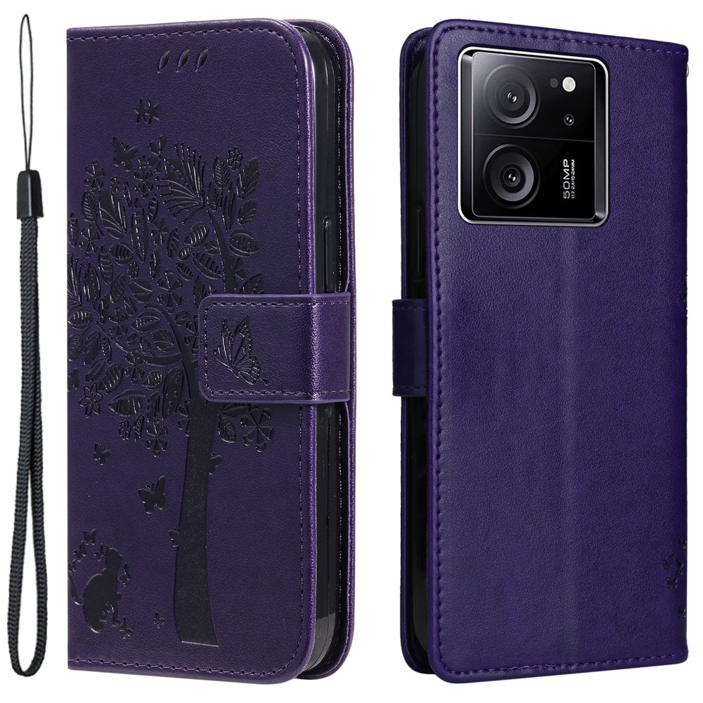 Tree knížkové pouzdro na Xiaomi 13T/13T Pro - tmavěfialové