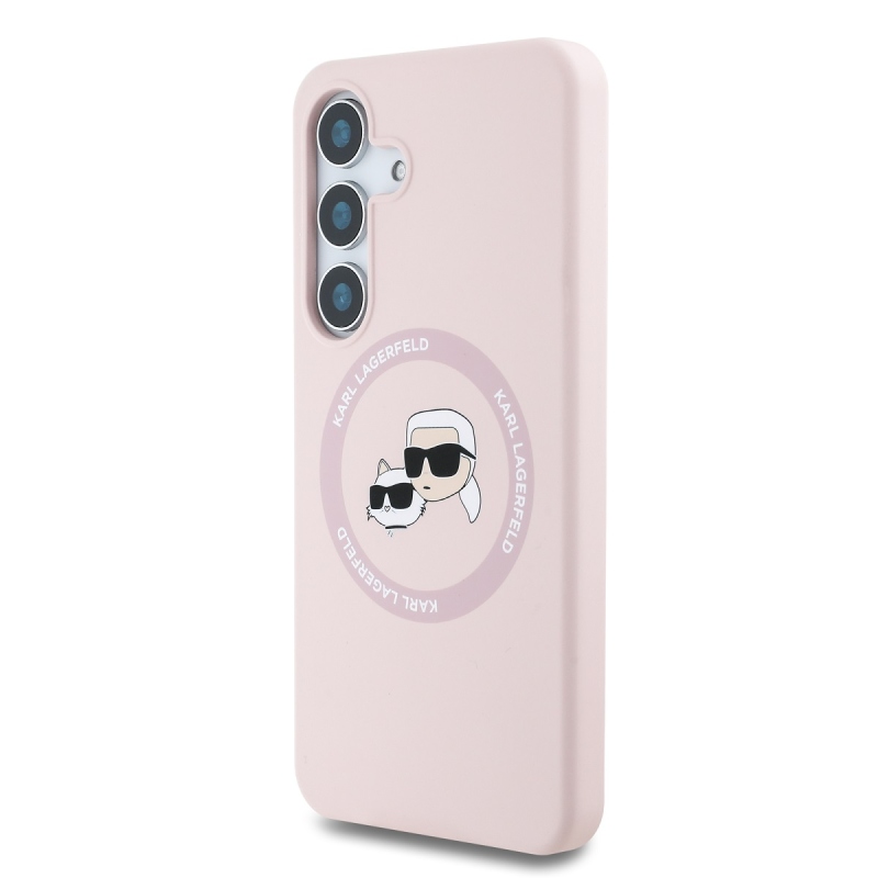 Karl Lagerfeld Liquid Silicone K&CH Heads MagSafe Zadní Kryt pro Samsung Galaxy S25+ Pink