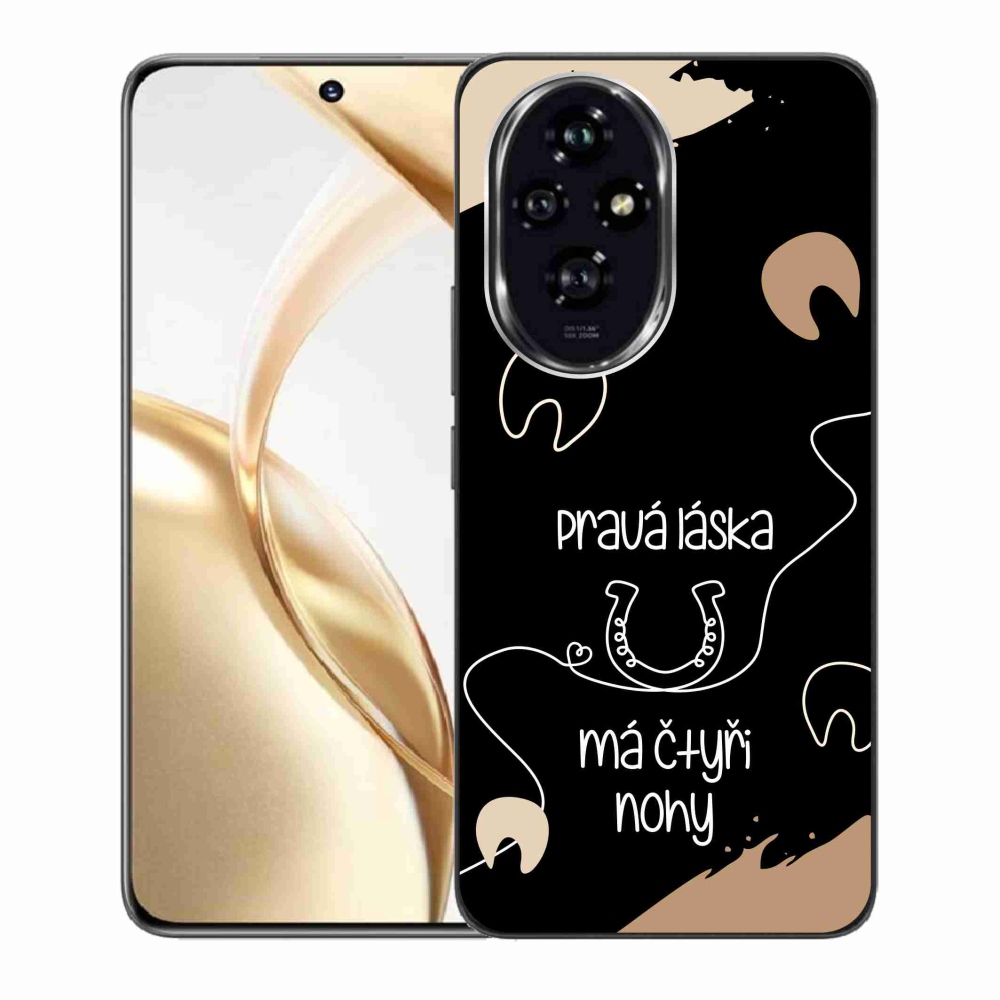 Gelový kryt mmCase na Honor 200 5G - koňský motiv černé pozadí