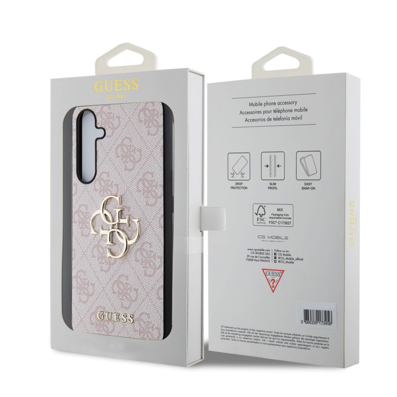 Guess PU 4G Metal Logo Zadní Kryt pro Samsung Galaxy A55 5G Pink