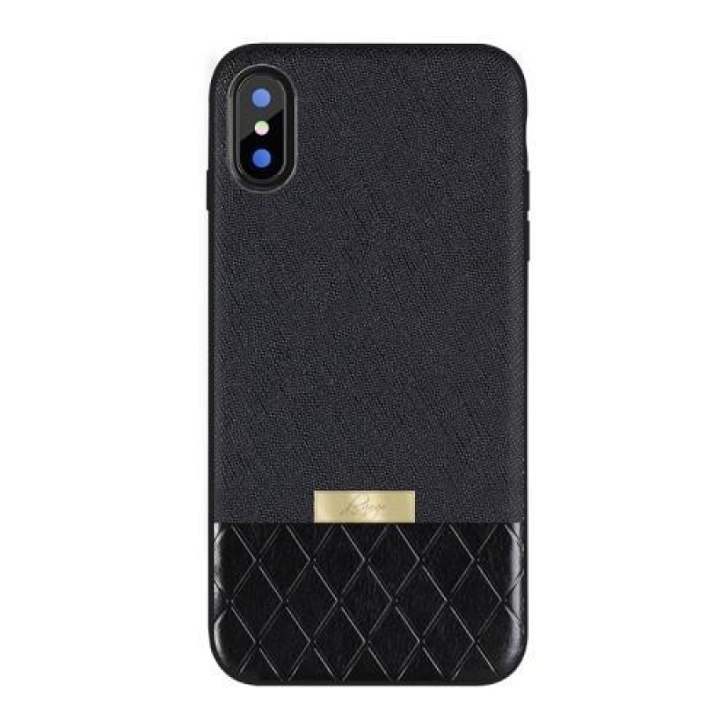 Gogo gelový obal s PU koženými zády na  iPhone X - černé