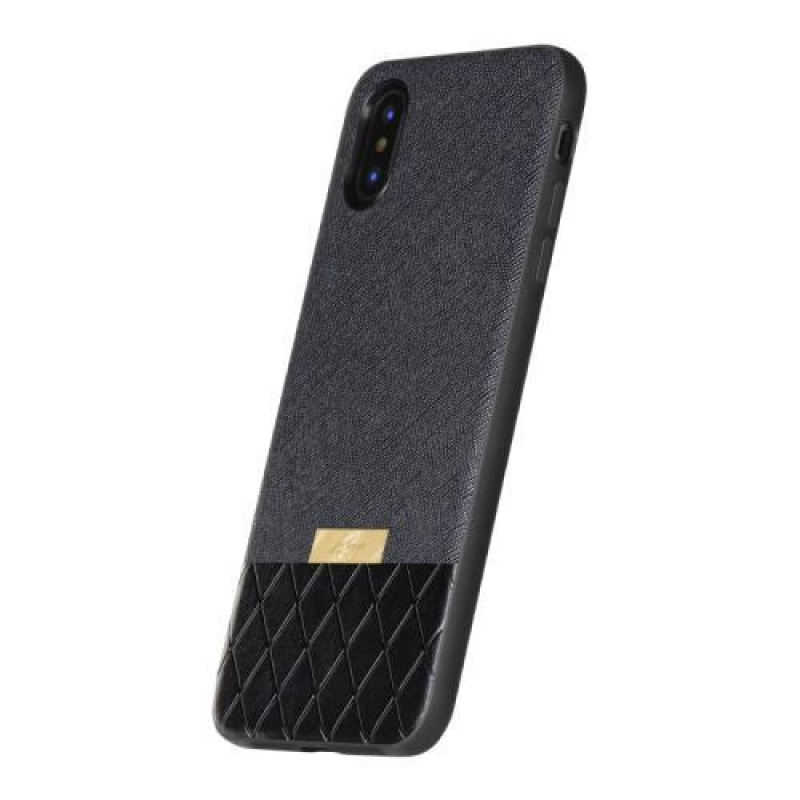 Gogo gelový obal s PU koženými zády na  iPhone X - černé