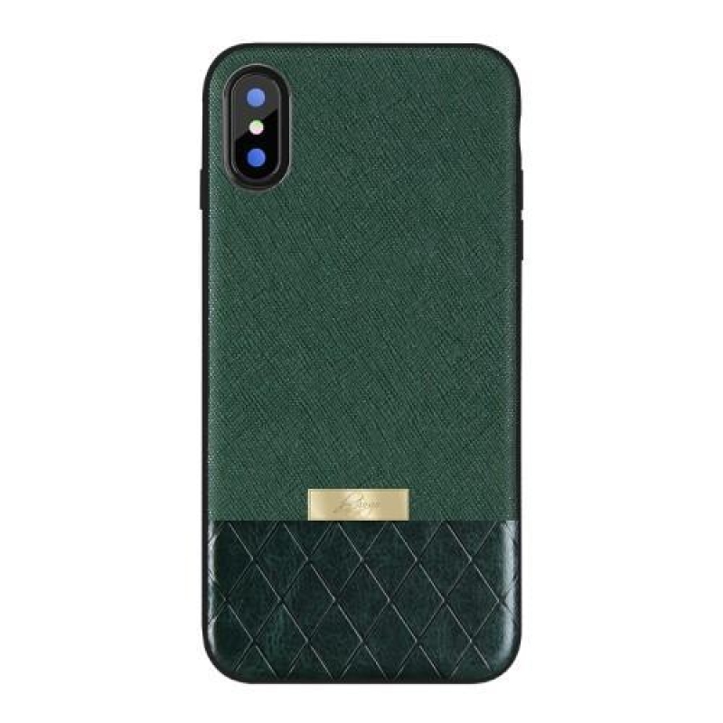 Gogo gelový obal s PU koženými zády na  iPhone X - zelené