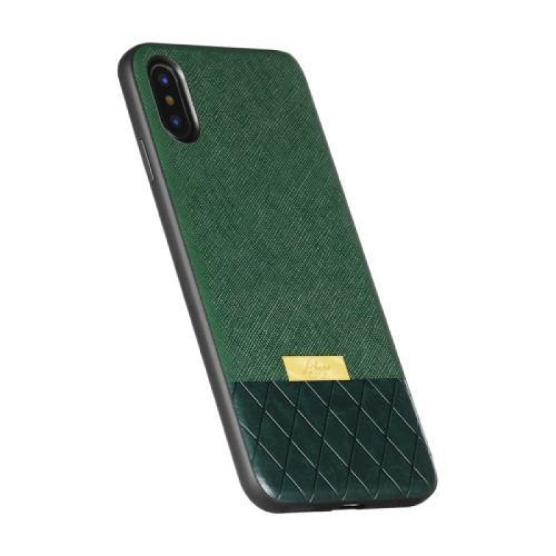 Gogo gelový obal s PU koženými zády na  iPhone X - zelené