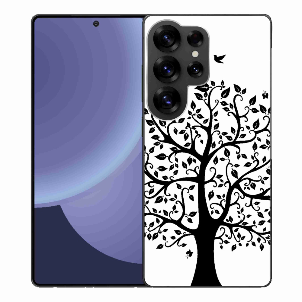 Gelový kryt mmCase na Samsung Galaxy S25 Ultra - černobílý strom