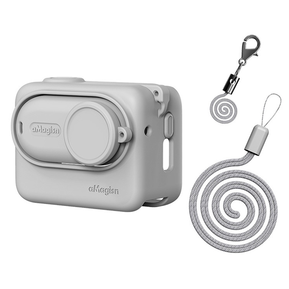 Silikonový ochranný obal AMAGISN s poutkem pro Insta360 GO 3S - šedé