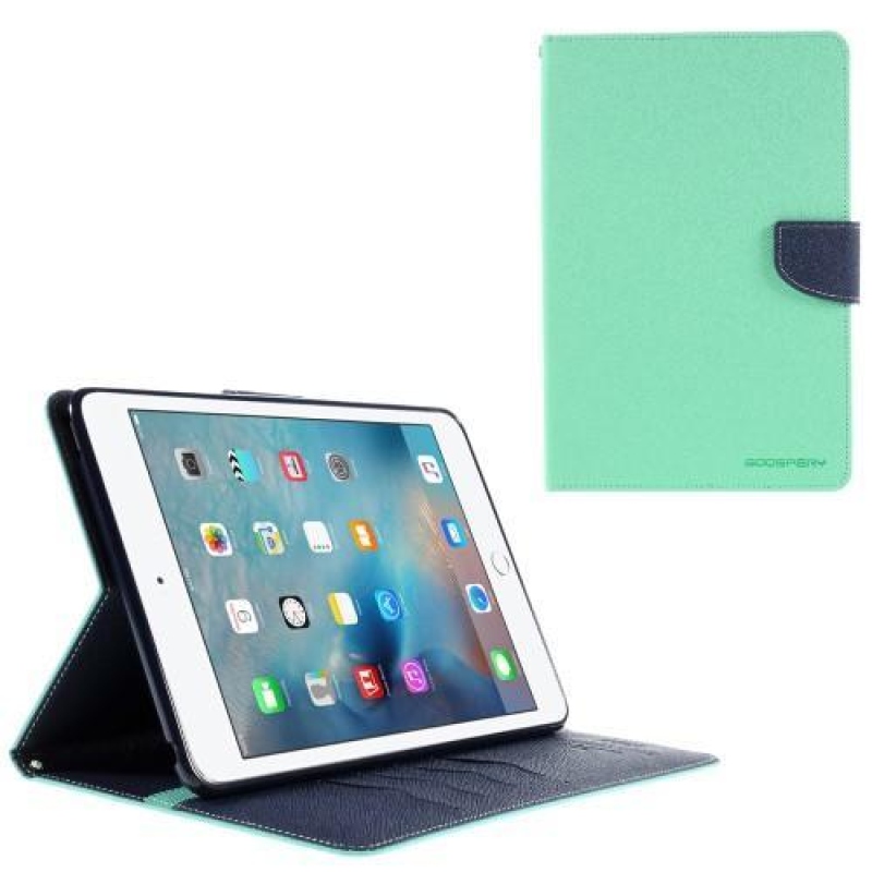 Goos PU kožené zapínací pouzdro na iPad mini 4 - cyan