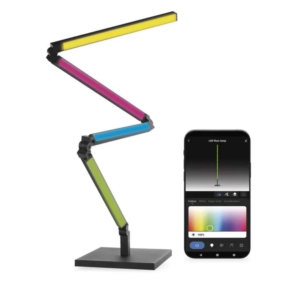 GoSmart LED stojací lampa 175 cm, teplá bílá / RGBIC WiFi - černá