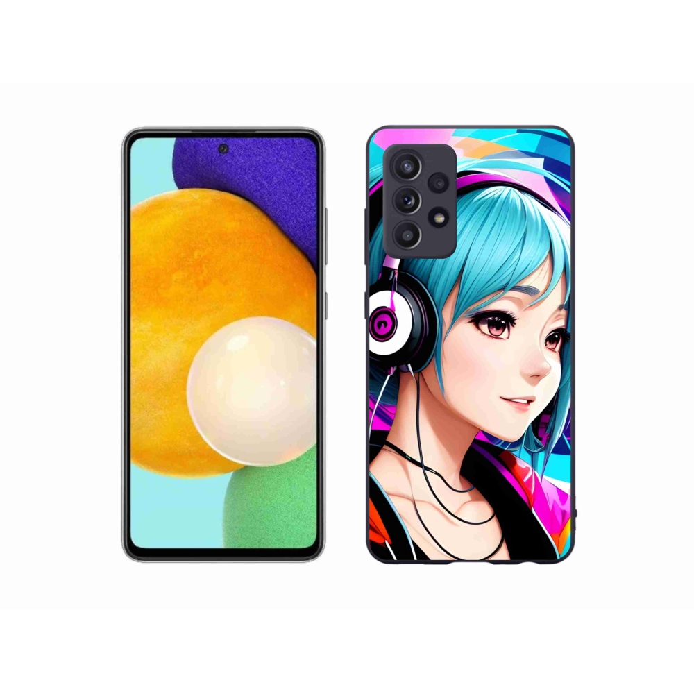 Gelový kryt mmCase na Samsung Galaxy A52s 5G - dívka se sluchátky