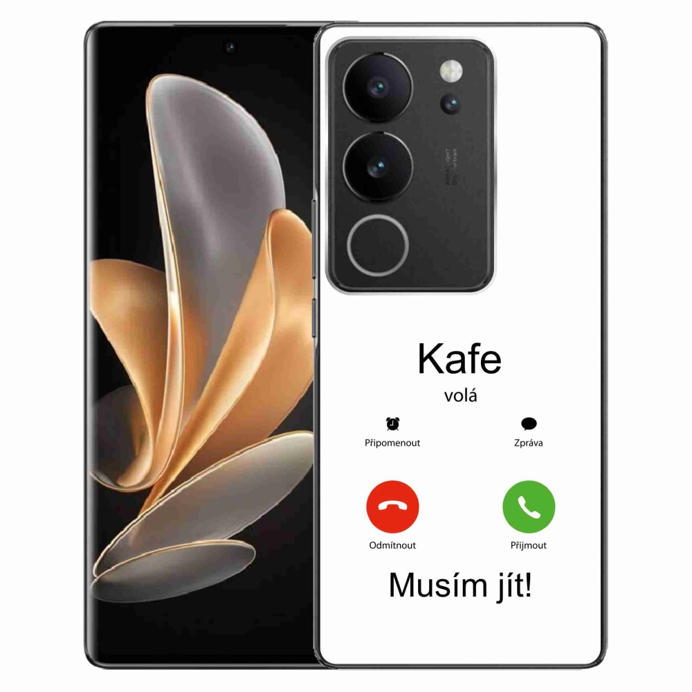 Gelový kryt mmCase na Vivo V29 5G - kafe volá bílé pozadí