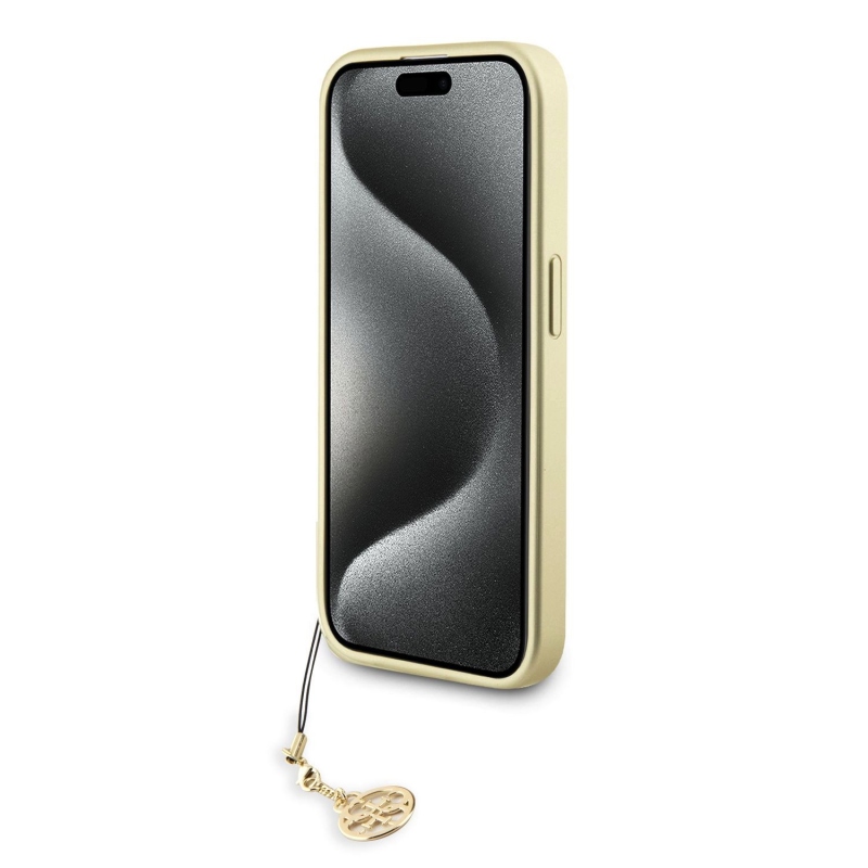 Guess 4G Charm Zadní Kryt pro iPhone 15 Pro Brown