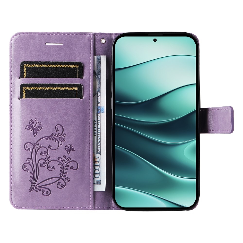 Big Butterfly knížkové pouzdro na Xiaomi Redmi Note 14 5G - fialové