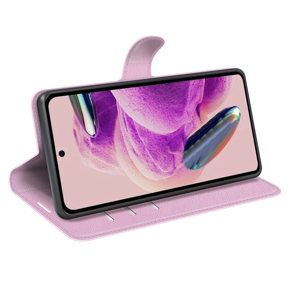 Litchi knížkové pouzdro na Xiaomi Redmi Note 12S - růžové