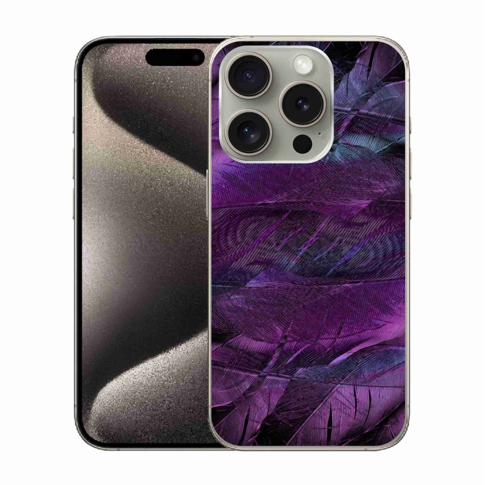 Gelový kryt mmCase na iPhone 15 Pro - fialová pírka