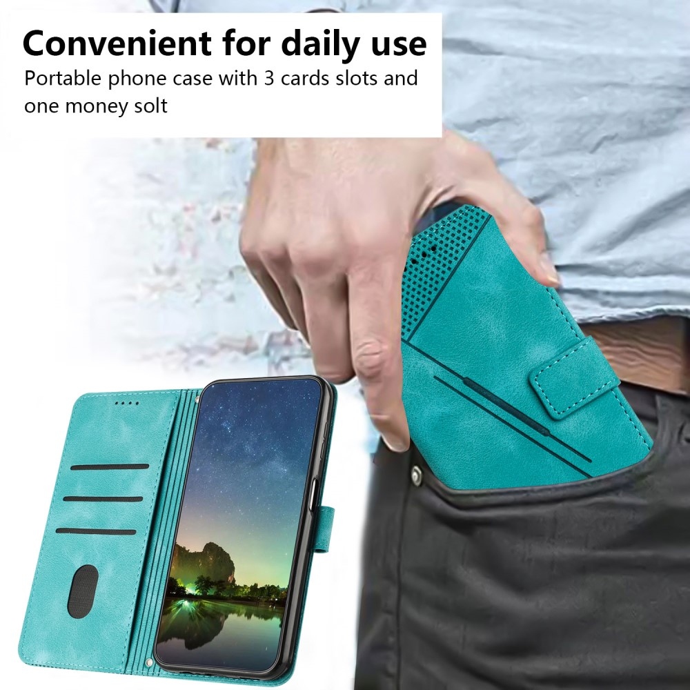 Triangle knížkové pouzdro na Samsung Galaxy S25 - zelené