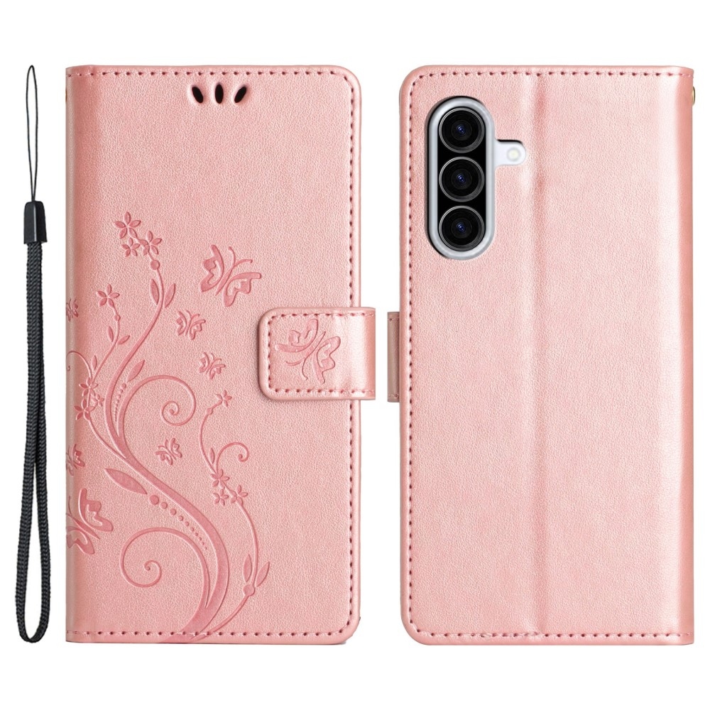 Flowers knížkové pouzdro na Samsung Galaxy A26 5G - růžovozlaté