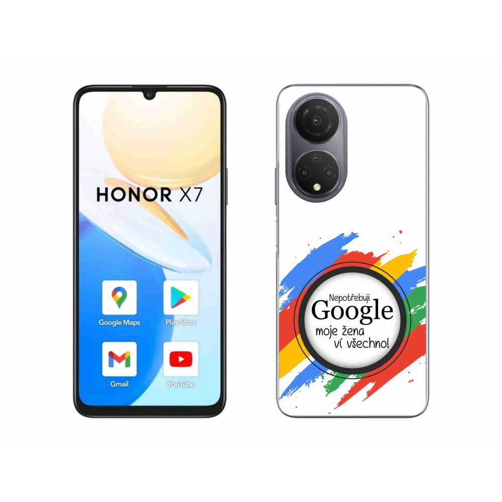 Gelový kryt mmCase na Honor X7 - žena ví všechno bílé pozadí