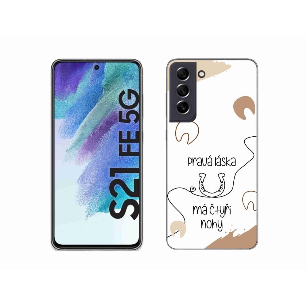 Gelový kryt mmCase na Samsung Galaxy S21 FE 5G - koňský motiv bílé pozadí