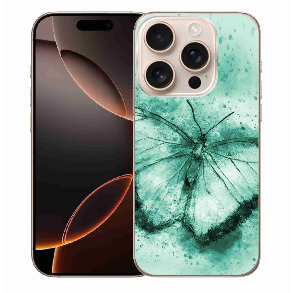 Gelový obal mmCase na iPhone 16 Pro Max - zelený motýl
