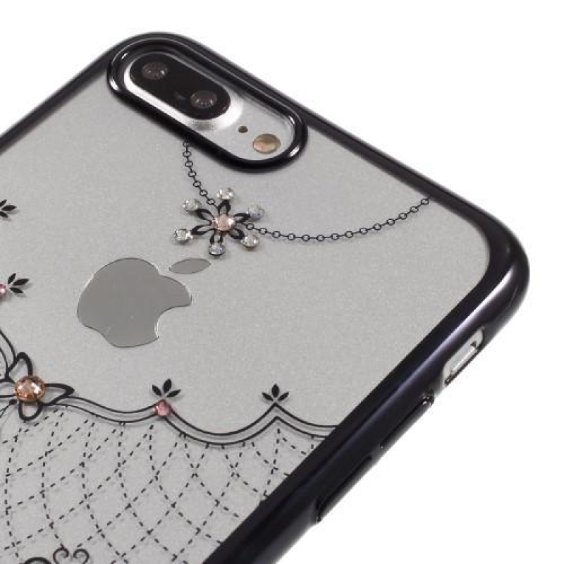 Grace plastový obal se Swarovski crystal na iPhone 8 Plus a iPhone 7 Plus - černé srdce