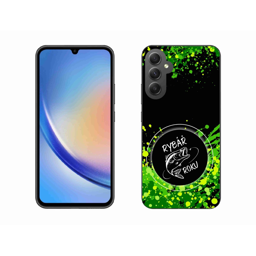 Gelový kryt mmCase na Samsung Galaxy A34 5G - rybář roku černé pozadí