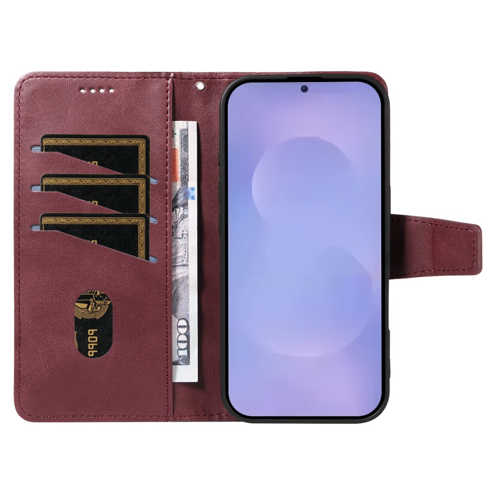 Gridy knížkové pouzdro na Samsung Galaxy S26/S26 Pro - vínové