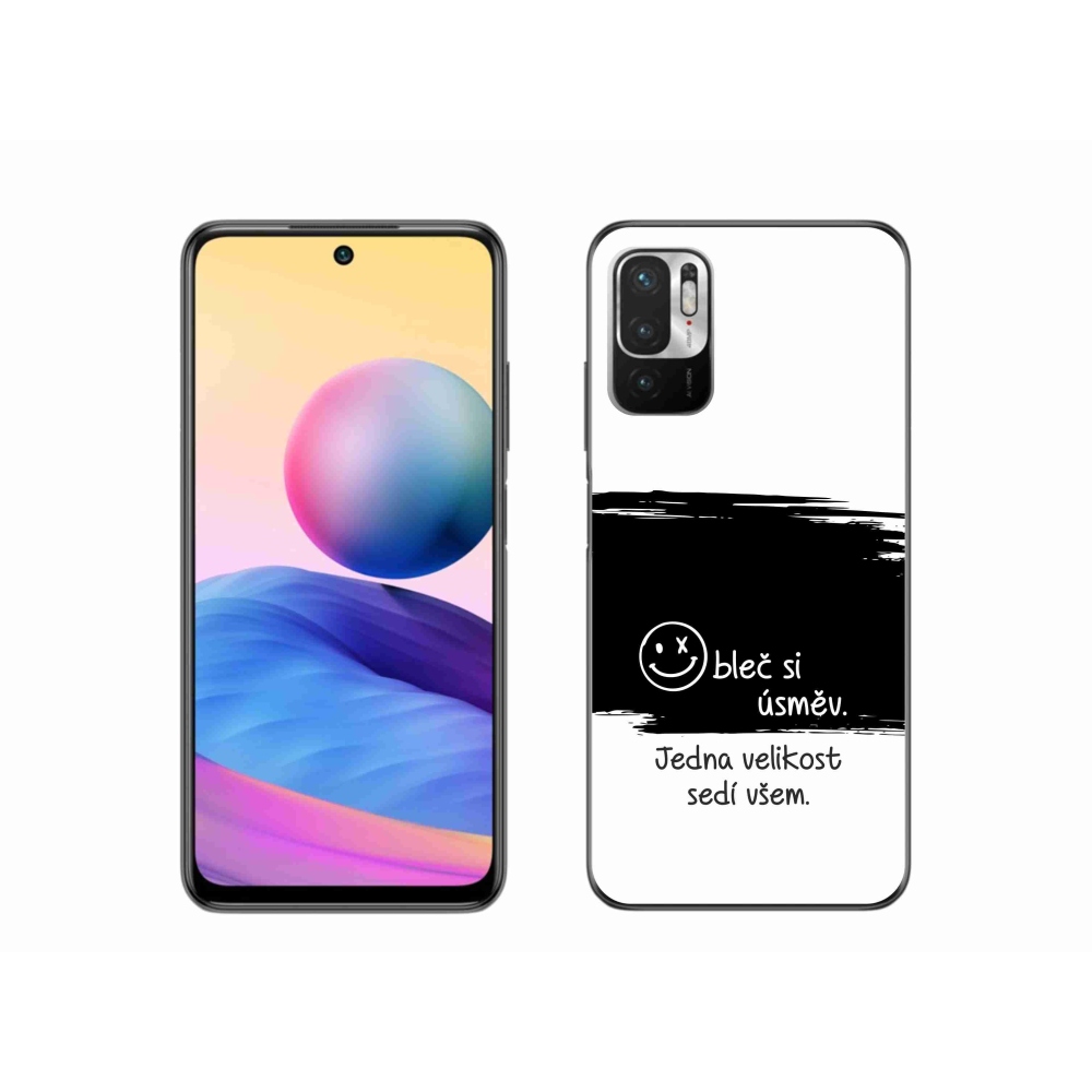 Gelový kryt mmCase na Xiaomi Redmi Note 10 5G - vtipný text 8 černobílé pozadí
