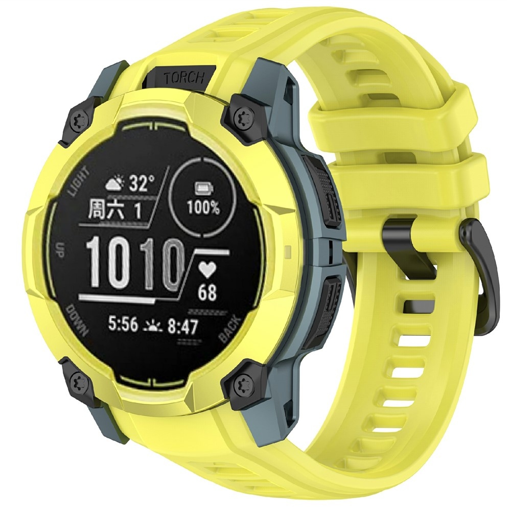 Groove silikonový řemínek na Garmin Instinct 3 45mm/3 Solar 45mm  - žlutozelený