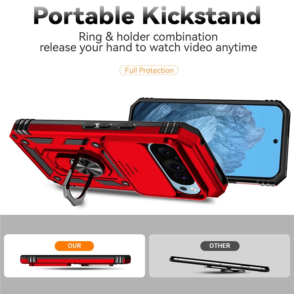 Slide odolný kryt na Google Pixel 10 Pro/Pixel 10/9 Pro/9 - červený