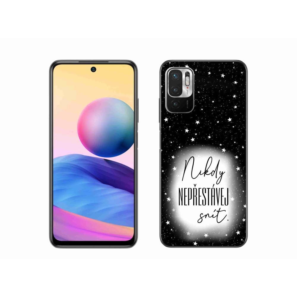 Gelový kryt mmCase na Xiaomi Redmi Note 10 5G - citát 1 bíločerné pozadí