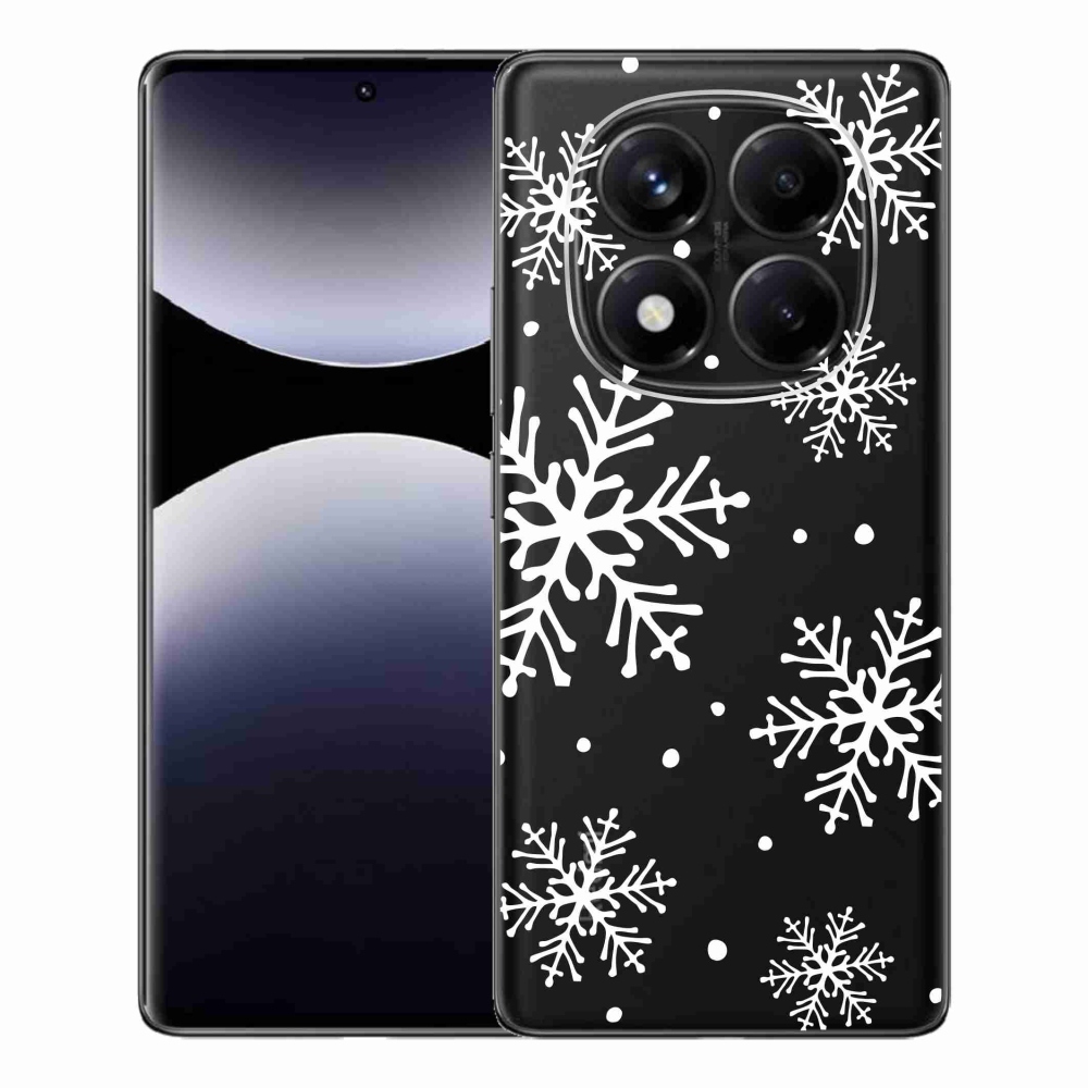 Gelový kryt mmCase na Xiaomi Redmi Note 14 Pro - bílé vločky na průhledném pozadí