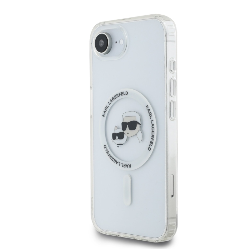 Karl Lagerfeld IML K&CH Heads Metal Frame MagSafe Zadní Kryt pro iPhone 16e Transparent