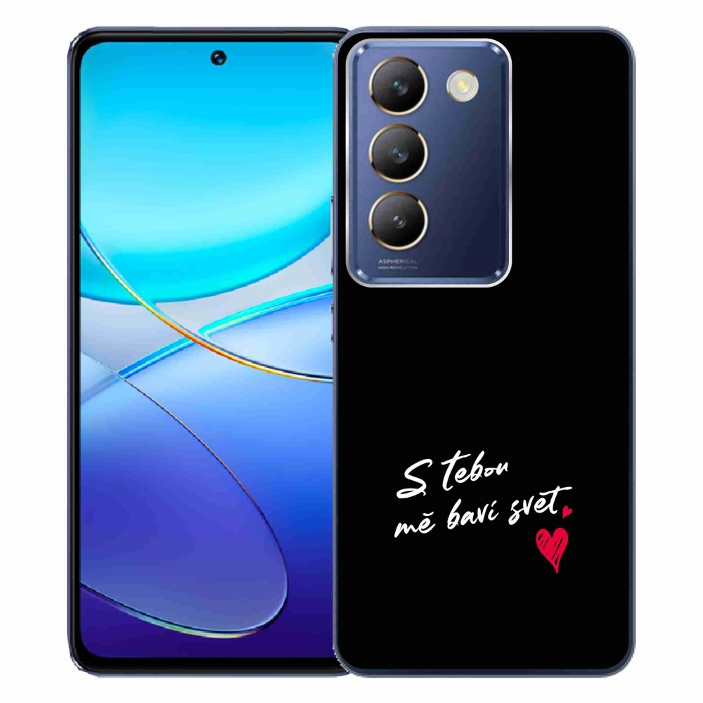 Gelový kryt mmCase na Vivo V40 SE 4G/5G - zamilovaný text 1 černé pozadí