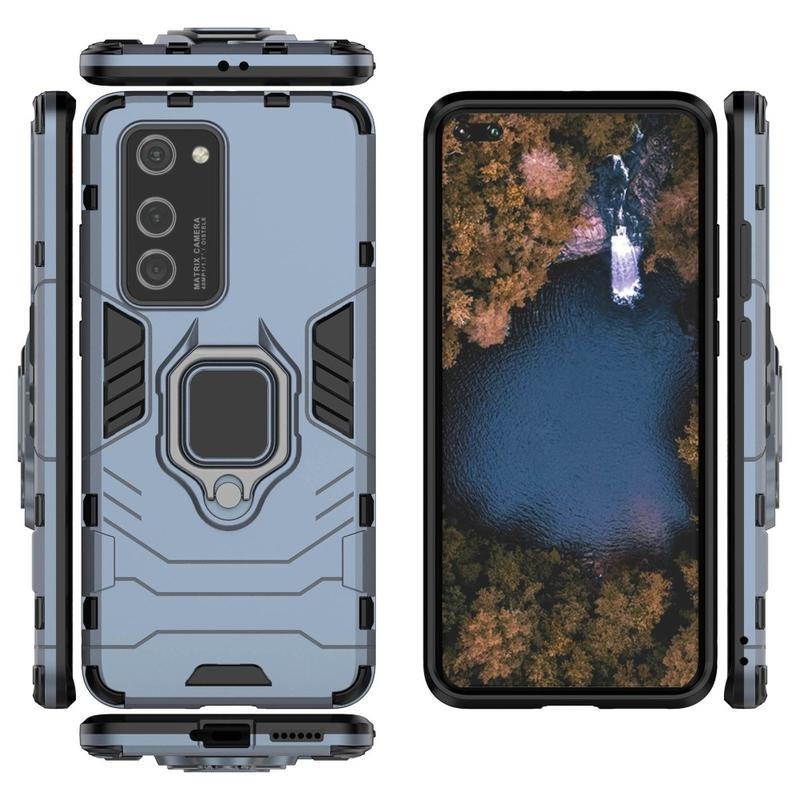 Guardy odolný hybridní kryt s kroužkem na prst na mobil Huawei P40 Pro - modrý