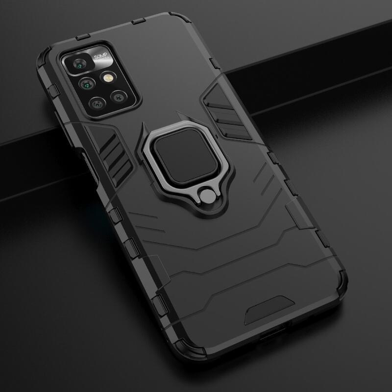 Guard odolný hybridní kryt s úchopem na prst na mobil Xiaomi Redmi 10/Redmi 10 (2022) - černý