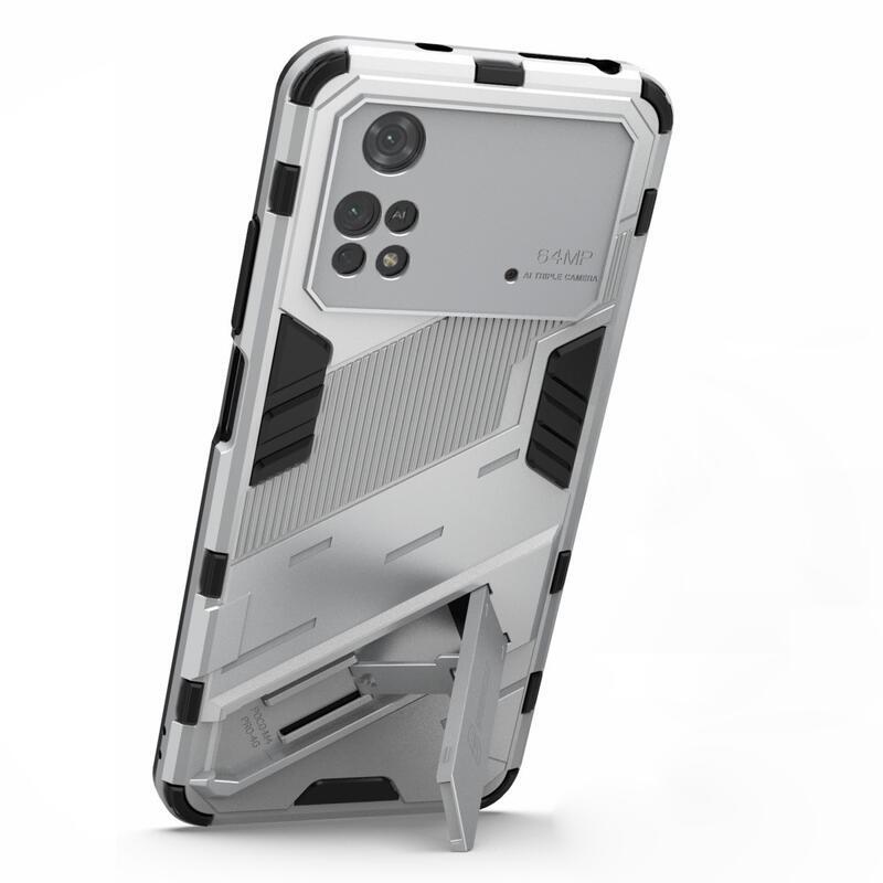 Guard odolný hybridní kryt s výklopným stojánkem na mobil Xiaomi Poco M4 Pro 4G - bílý