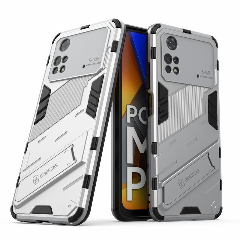 Guard odolný hybridní kryt s výklopným stojánkem na mobil Xiaomi Poco M4 Pro 4G - bílý