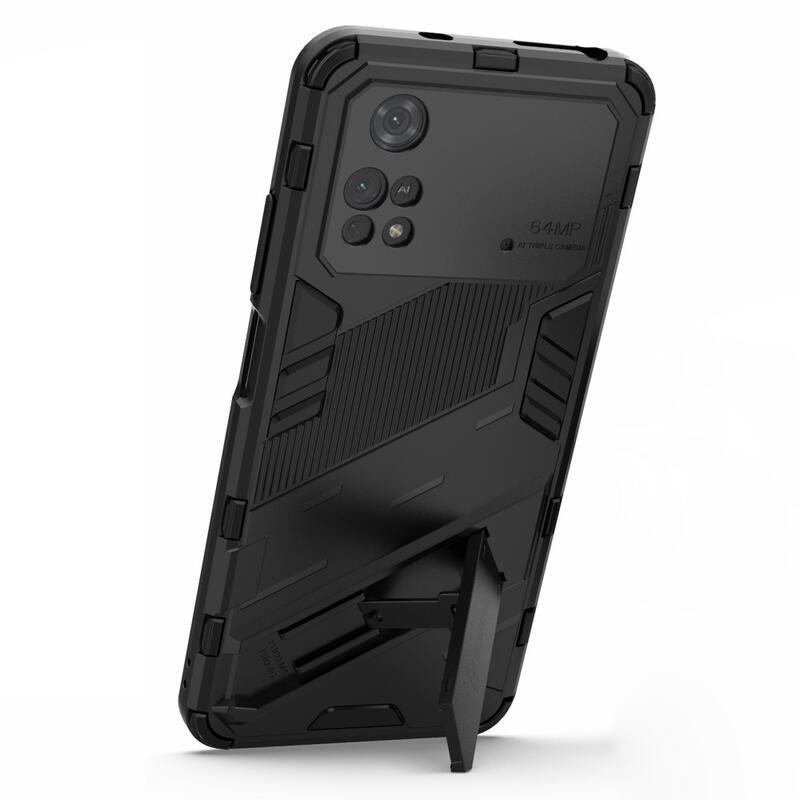 Guard odolný hybridní kryt s výklopným stojánkem na mobil Xiaomi Poco M4 Pro 4G - černý