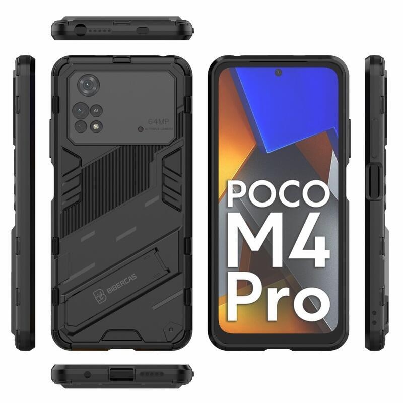 Guard odolný hybridní kryt s výklopným stojánkem na mobil Xiaomi Poco M4 Pro 4G - černý