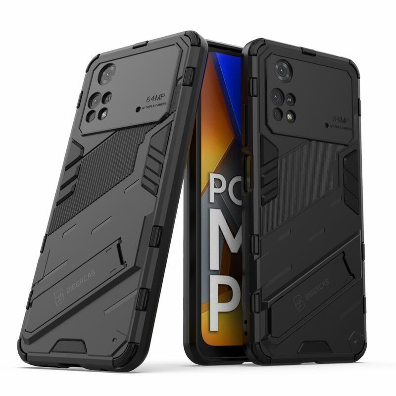 Guard odolný hybridní kryt s výklopným stojánkem na mobil Xiaomi Poco M4 Pro 4G - černý
