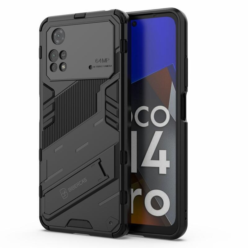 Guard odolný hybridní kryt s výklopným stojánkem na mobil Xiaomi Poco M4 Pro 4G - černý