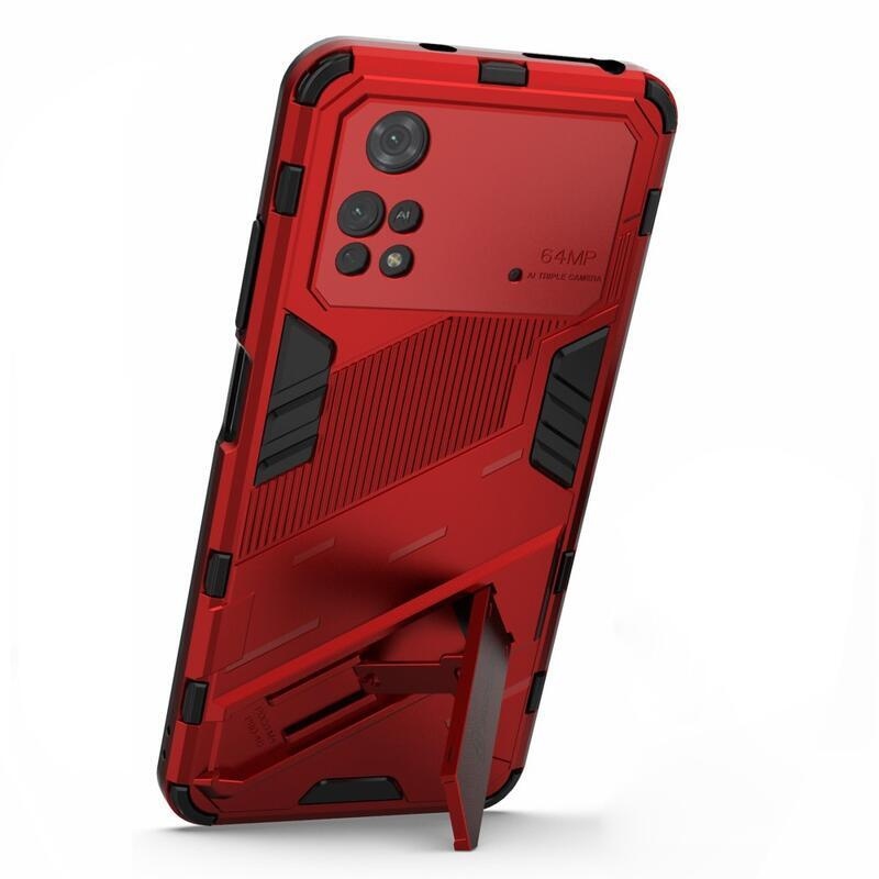 Guard odolný hybridní kryt s výklopným stojánkem na mobil Xiaomi Poco M4 Pro 4G - červený