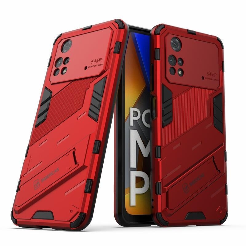 Guard odolný hybridní kryt s výklopným stojánkem na mobil Xiaomi Poco M4 Pro 4G - červený
