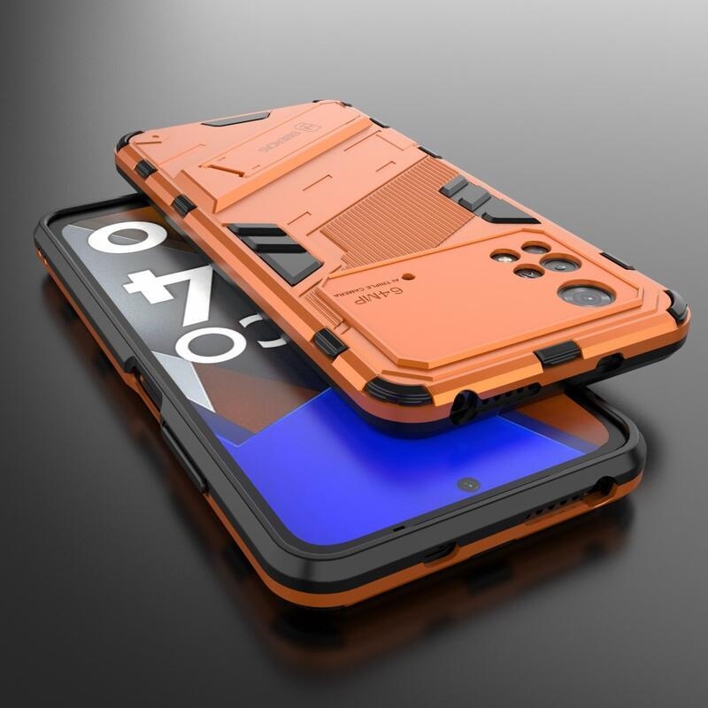 Guard odolný hybridní kryt s výklopným stojánkem na mobil Xiaomi Poco M4 Pro 4G - oranžový