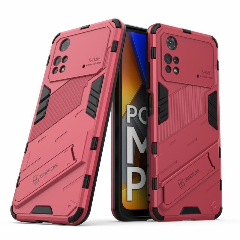 Guard odolný hybridní kryt s výklopným stojánkem na mobil Xiaomi Poco M4 Pro 4G - rose