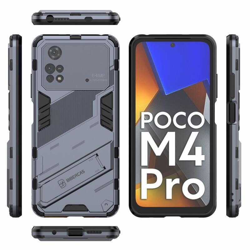 Guard odolný hybridní kryt s výklopným stojánkem na mobil Xiaomi Poco M4 Pro 4G - šedý