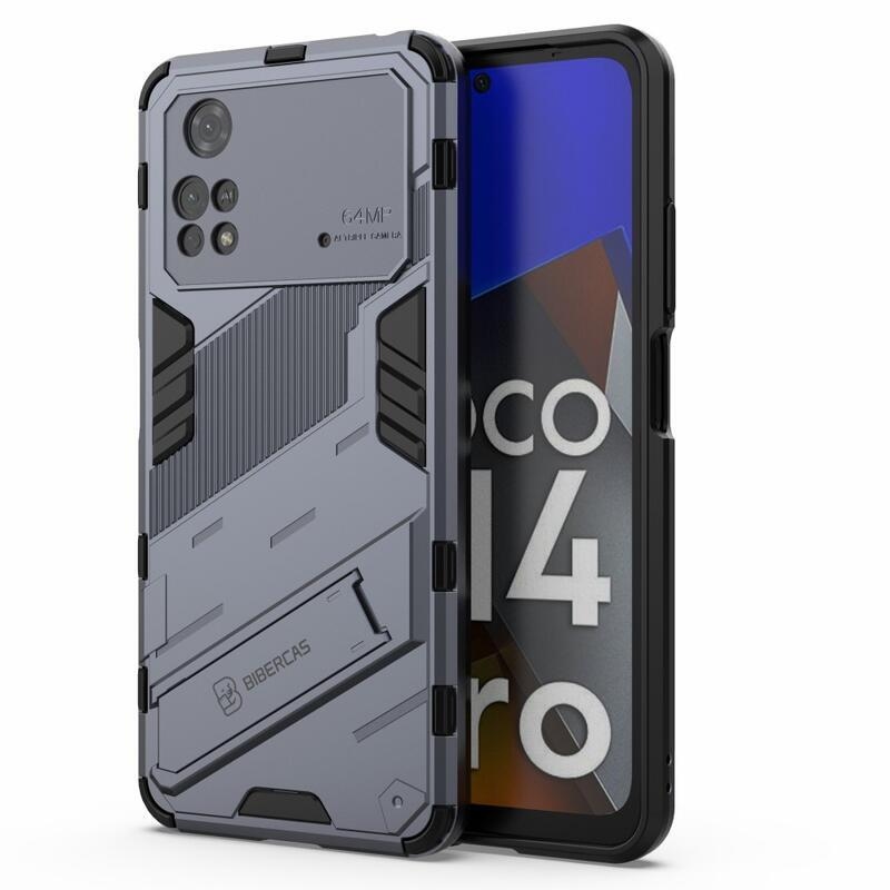 Guard odolný hybridní kryt s výklopným stojánkem na mobil Xiaomi Poco M4 Pro 4G - šedý
