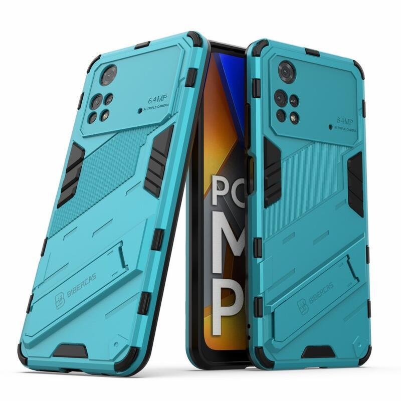 Guard odolný hybridní kryt s výklopným stojánkem na mobil Xiaomi Poco M4 Pro 4G - světlemodrý