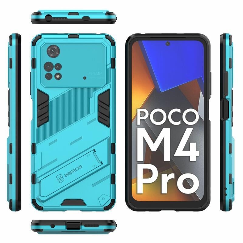 Guard odolný hybridní kryt s výklopným stojánkem na mobil Xiaomi Poco M4 Pro 4G - světlemodrý